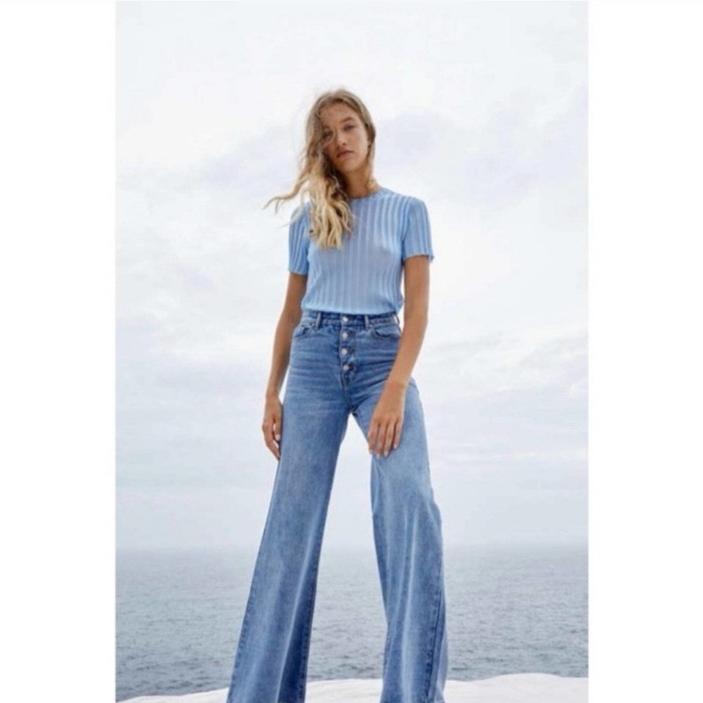 Georgia Alice Blue Ribbed Knit Top - Picture 2 of 14